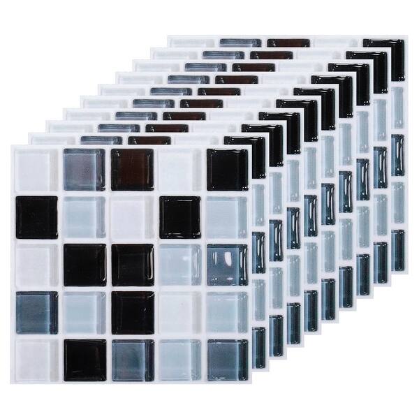 10 Sheets Peel and Stick Tiles Backsplash 3.94"x3.94"x0.01" Black Blue